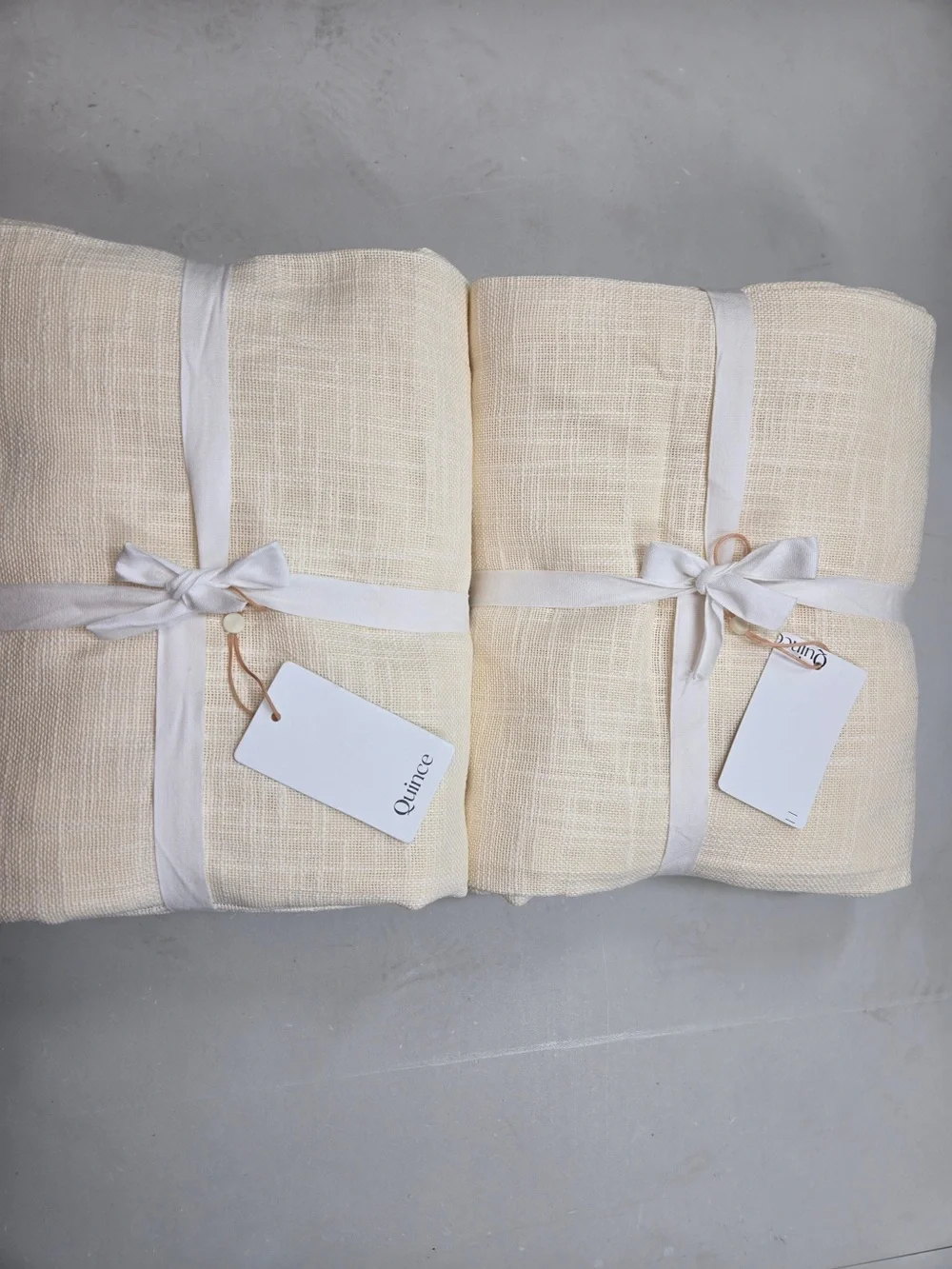 NWT QUINCE Set Of 4 48x84 Cotton Sheer Curtains Ivory 9751